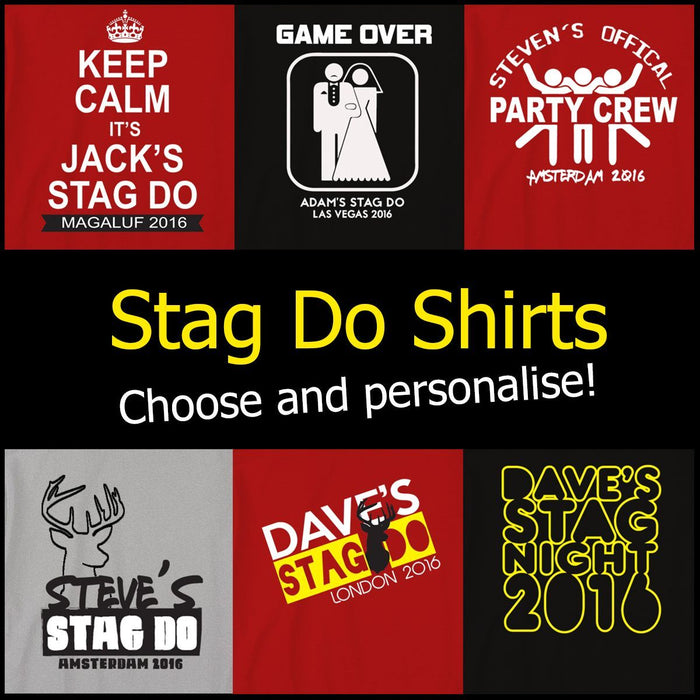 Stag Do Printed Personalised Choose your Design Funny High Quality T Shirt S-2XL