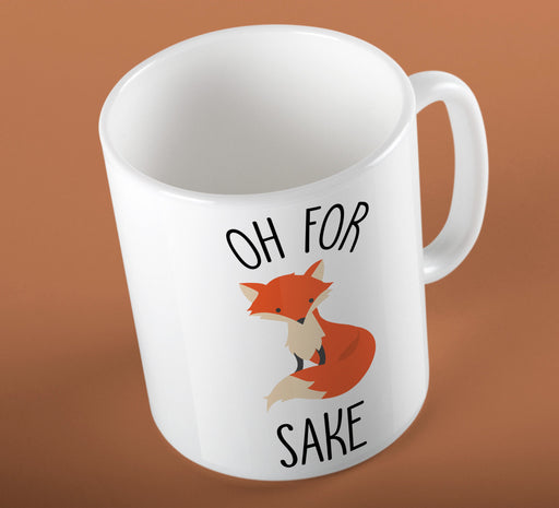"For Fox Sake" Funny Slogan Illustration Ceramic Cup Mug