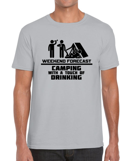 Camping with a touch of Drinking Funny Weekend Alcohol Party Graphic Shirt