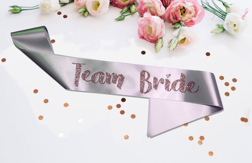 Premium Team Bride Satin Married Engagement Party Sash Hen Do - Pink / Silver