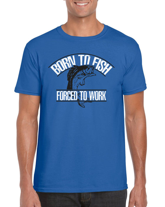 "Born To Fish, Forced To Work " Funny Fishing T-shirt