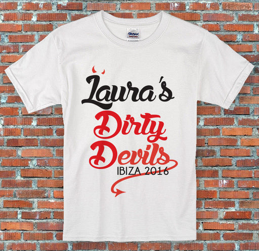 Hen Party Devil Marriage Personalised Text Funny White T Shirt S-2XL