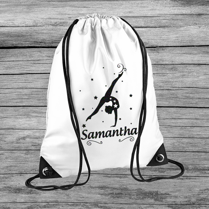 Personalised Gymnastic Girls Kid's Child's Drawstring Gym Swimming Bag Back pack