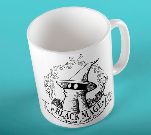 "Black Mage Magic Shoppe" Final Fantasy Inspired Illustration Ceramic Cup Mug