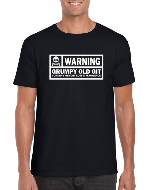 "Warning. Grumpy Old Git " Funny Slogan  Quote T-shirt