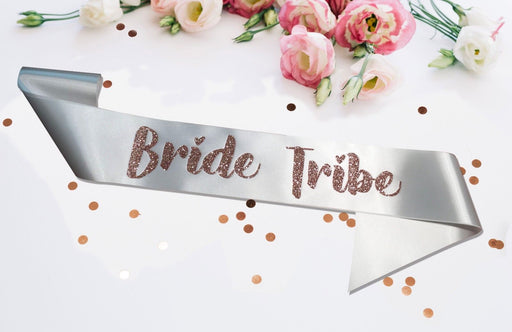 Premium Bride Tribe Satin Married Engagement Party Sash Hen Do White Rose Gold