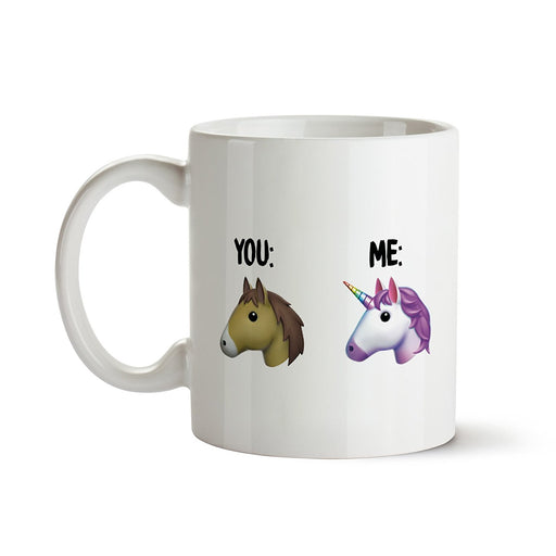 You vs Me Horse Unicorn Emoji Meme Funny Ceramic Cup Mug